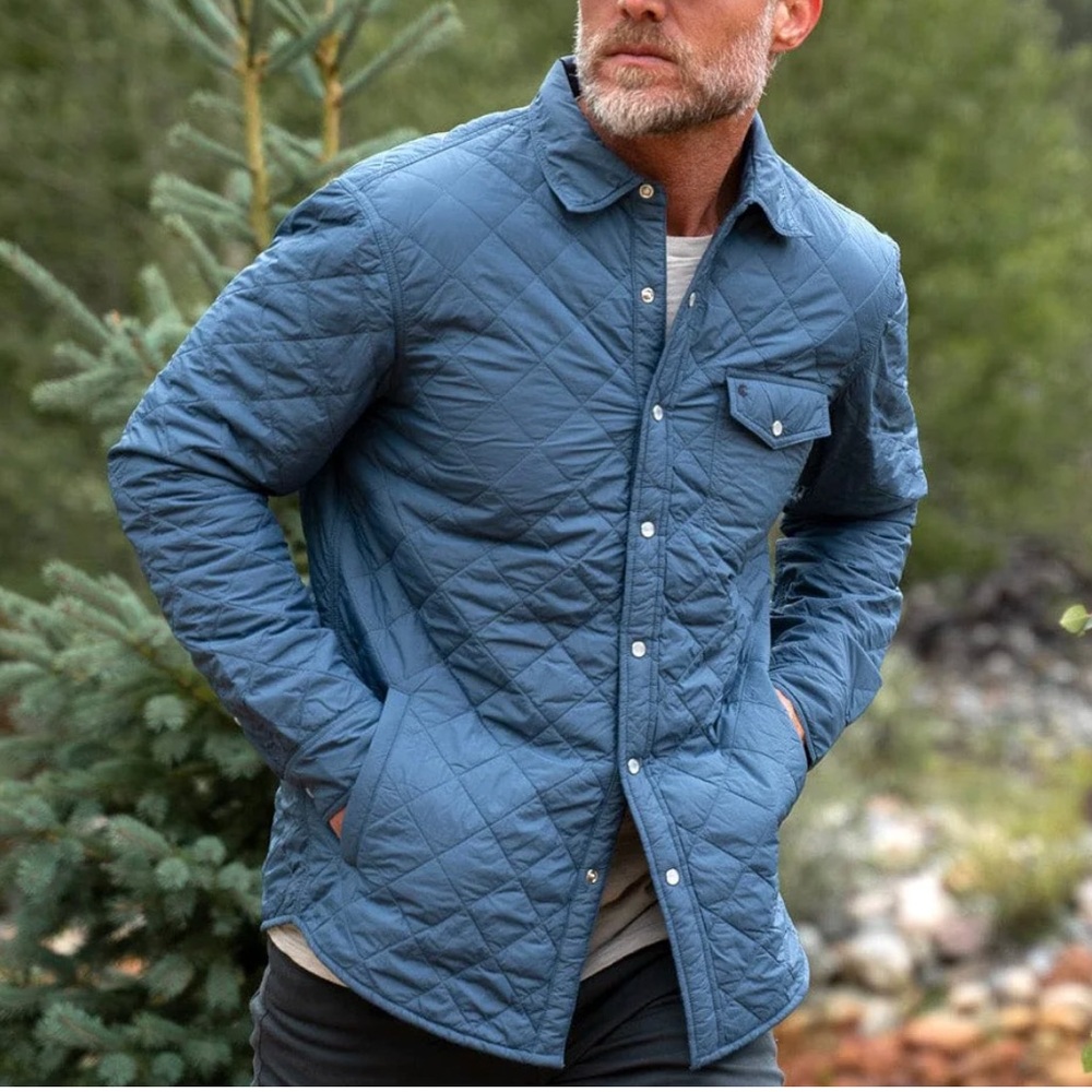 Men's Blue Quilted Jacket - color slate